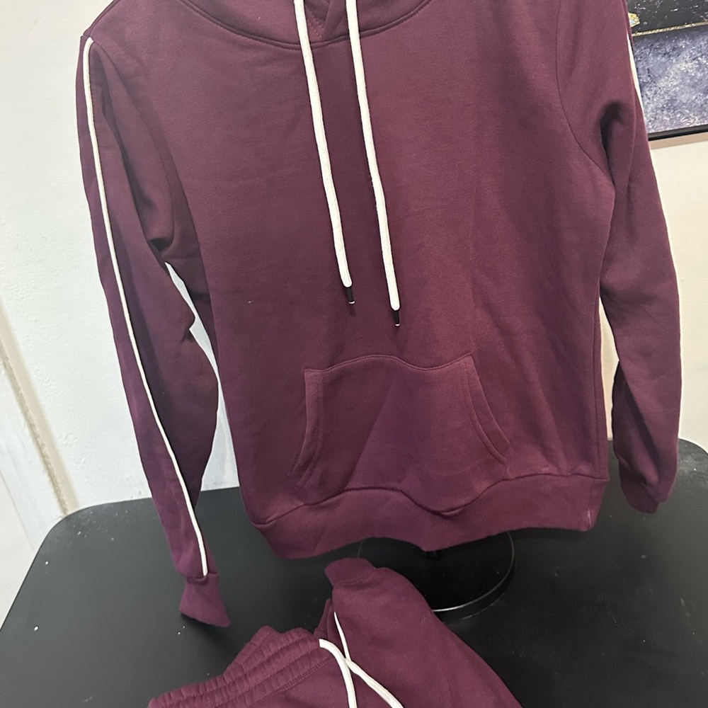 Maroon Hoodie and Sweatpants Set